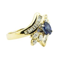 2.05 ctw Pear Brilliant Citrine Quartz And Diamond Ring - 18KT Yellow Gold