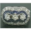 Image 2 : Vintage 18kt White Gold and Blue Enamel 1.15 ctw Diamond Ring