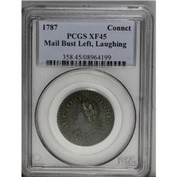 1787 COPPER Connecticut Copper, Laughing Head XF45 PCG 