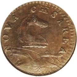 1787 COPPER New Jersey Copper, Small Planchet, Plain S 