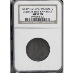 1783 1C Undated Double Head AU53 NGC. Baker-6. A light 