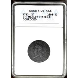 1793 1/2 C --Corroded--ANACS. Good 4 Details. C-1, B-1, 