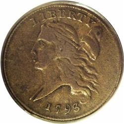 1793 1/2 C VF20 PCGS. C-3, B-3, R.3. Golden-brown with 