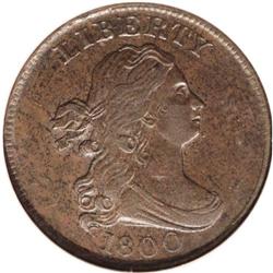 1800 1/2 C AU58 NGC. C-1, B-1, R.1. A well-preserved c 