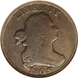 1805 1/2 C Small 5, Stems--Scratched--ANACS. VG8 Detai 