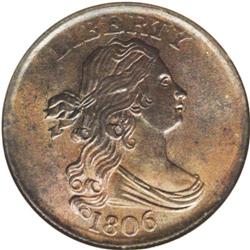 1806 1/2 C Small 6, No Stems MS64 Brown NGC. C-1, B-3, 
