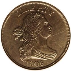 1806 1/2 C Small 6, Stems--Scratched--ANACS. AU50 Deta 