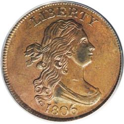 1806 1/2 C Large 6, Stems MS63 Brown PCGS. C-4, B-4, R 