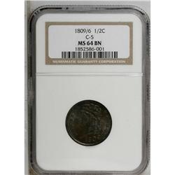 1809/6 1/2 C MS64 Brown NGC. C-5, B-5, R.1. The invert 