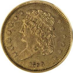 1836 1/2 C PR64 Brown PCGS. B-1 Original, Large Berrie 