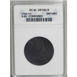 1794 1C Head of 1795 XF40 ANACS. S-65, B-51, R.1. Sign 