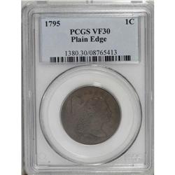1795 1C Plain Edge VF30 PCGS. S-76b, B-4b, R.1. The 5 