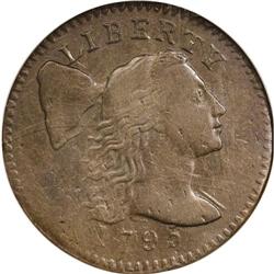 1795 1C Plain Edge AU53 NGC. S-77, R.3. A pleasing lig 