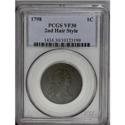 1798 1C Second Hair Style VF30 PCGS. S-166, R.1. The p 