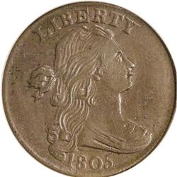 1805 1C AU55 PCGS. S-267, B-1, R.1. The Blunt 1 variet 