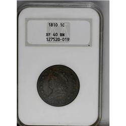 1810 1C XF40 NGC. S-283, B-4, R.2. The obverse is medi 
