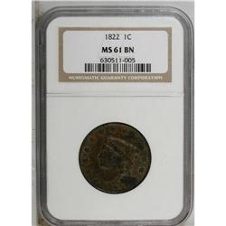 1822 1C MS61 Brown NGC. N-4, R.2. The inner circle is 