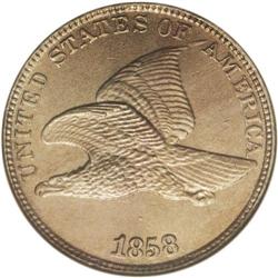 1858/7 1C MS63 NGC. FS-006, Snow-1. Large Letters, Hig 