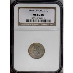1864 1C L On Ribbon MS65 Brown NGC. Although designate 