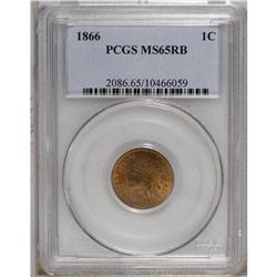 1866 1C MS65 Red and Brown PCGS. Pumpkin-orange and re 
