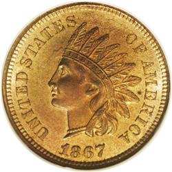 1867 1C MS65 Red NGC. FS-008.1. Snow-4. The 1 in the d 