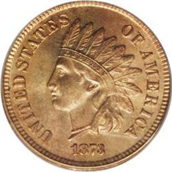 1873 1C Open 3 MS65 Red PCGS. A lustrous orange-red Ge 