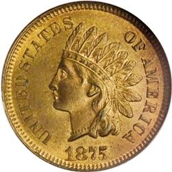 1/1875 1C MS65 Red NGC. Snow-2. Broad repunching visib 