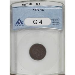 1877 1C Good 4 ANACS. A heavily worn, yet clear chocol 