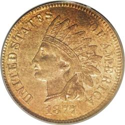 1877 1C MS64 Red and Brown PCGS. Bright with glitterin 