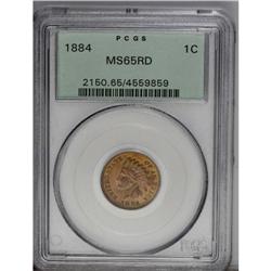 1884 1C MS65 Red PCGS. Fiery orange and red occupy the 