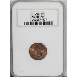 1905 1C MS66 Red NGC. A rich orange-red Premium Gem th 