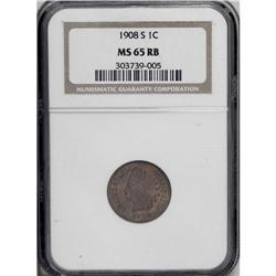 1908-S 1C MS65 Red and Brown NGC. Each side has interm 