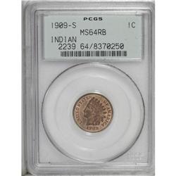 1909-S 1C MS64 Red and Brown PCGS. The reddish-orange 