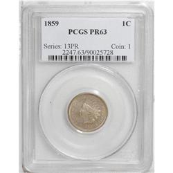 1859 1C PR63 PCGS. A razor-sharp proof that has dusky 