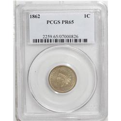 1862 1C PR65 PCGS. A gleaming salmon-colored Gem with 