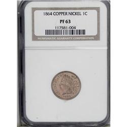 1864 1C Copper-Nickel PR63 NGC. A bright straw-gold sp 