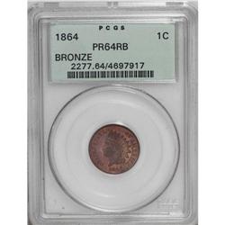 1864 1C Bronze No L PR64 Red and Brown PCGS. While not 