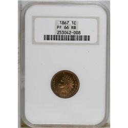 1867 1C PR66 Red and Brown NGC. A vibrant straw-orange 