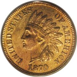 1870 1C PR65 Red PCGS. Shallow N in ONE. A luminous al 