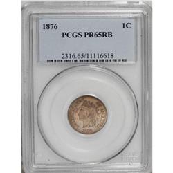 1876 1C PR65 Red and Brown PCGS. A deeply reflective a 