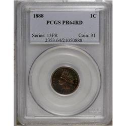 1888 1C PR64 Red PCGS. Rich magenta covers much of the 