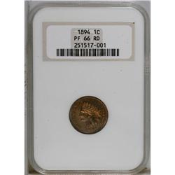 1894 1C PR66 Red NGC. Vivid orange-red is the dominant 