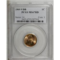 1909 VDB 1C MS67 Red PCGS. A seemingly immaculate stra 