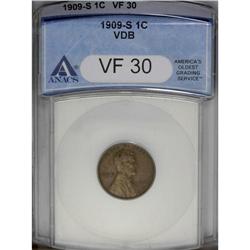1909-S VDB 1C VF30 ANACS. An elegant mid-range example 