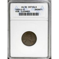 1909-S VDB 1C --Cleaned--ANACS. AU50 Details. While the 