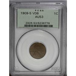 1909-S VDB 1C AU53 PCGS. Minor wear is noted on the hi 