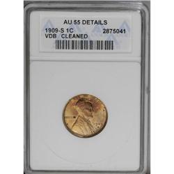 1909-S VDB 1C --Cleaned--ANACS. AU55 Details. Several c 