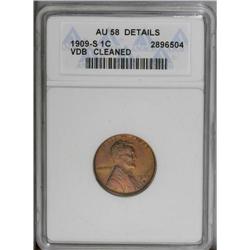 1909-S VDB 1C --Cleaned--ANACS. AU58 Details. Subdued u 