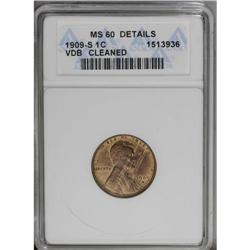 1909-S VDB 1C --Cleaned--ANACS. MS60 Details. Nicely st 