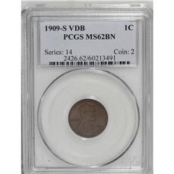 1909-S VDB 1C MS62 Brown PCGS. A smooth chocolate-brow 